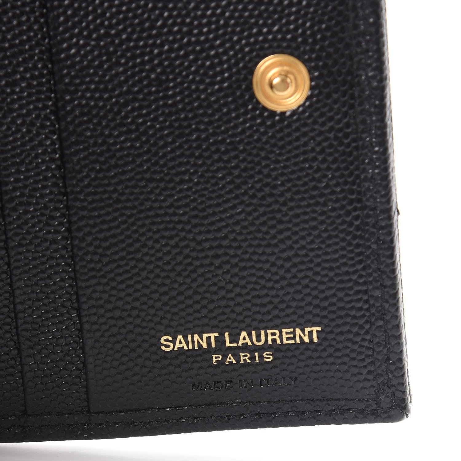 Saint Laurent Grain De Poudre Matelasse Chevron Monogram Compact Wallet Black 6 of 8