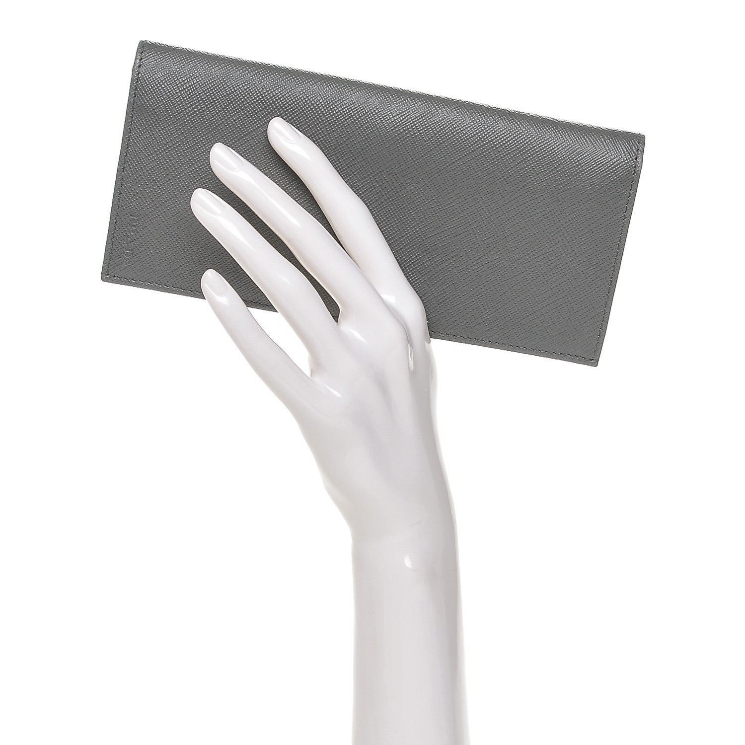 Prada Saffiano Long Wallet Grey 2 of 6