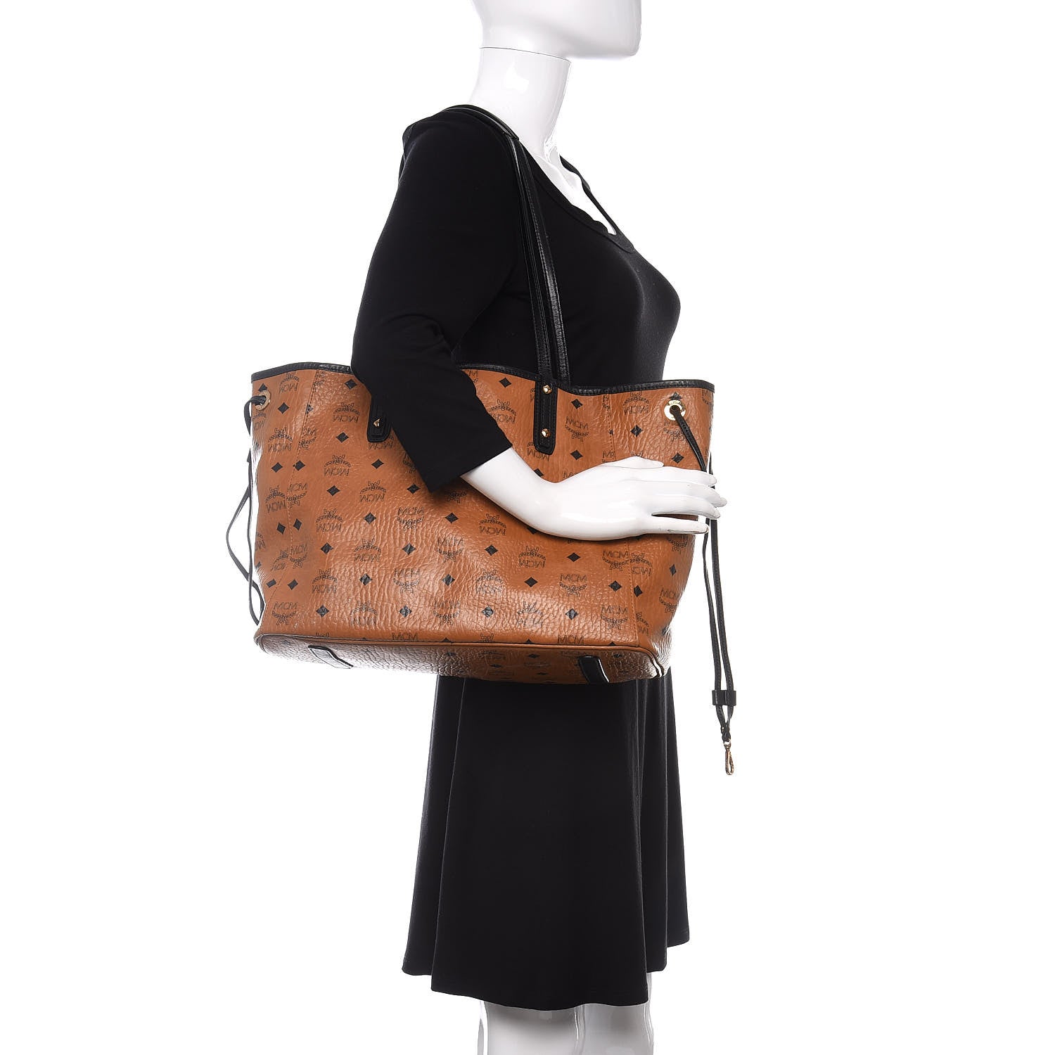 MCM Galaxy Visetos Medium Project Reversible Shopper Tote Cognac Multicolor 3 of 16