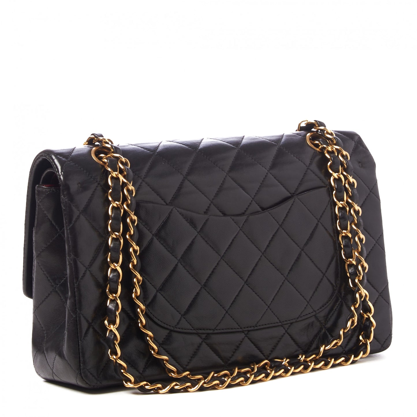 Lambskin Quilted Medium Double Flap Black