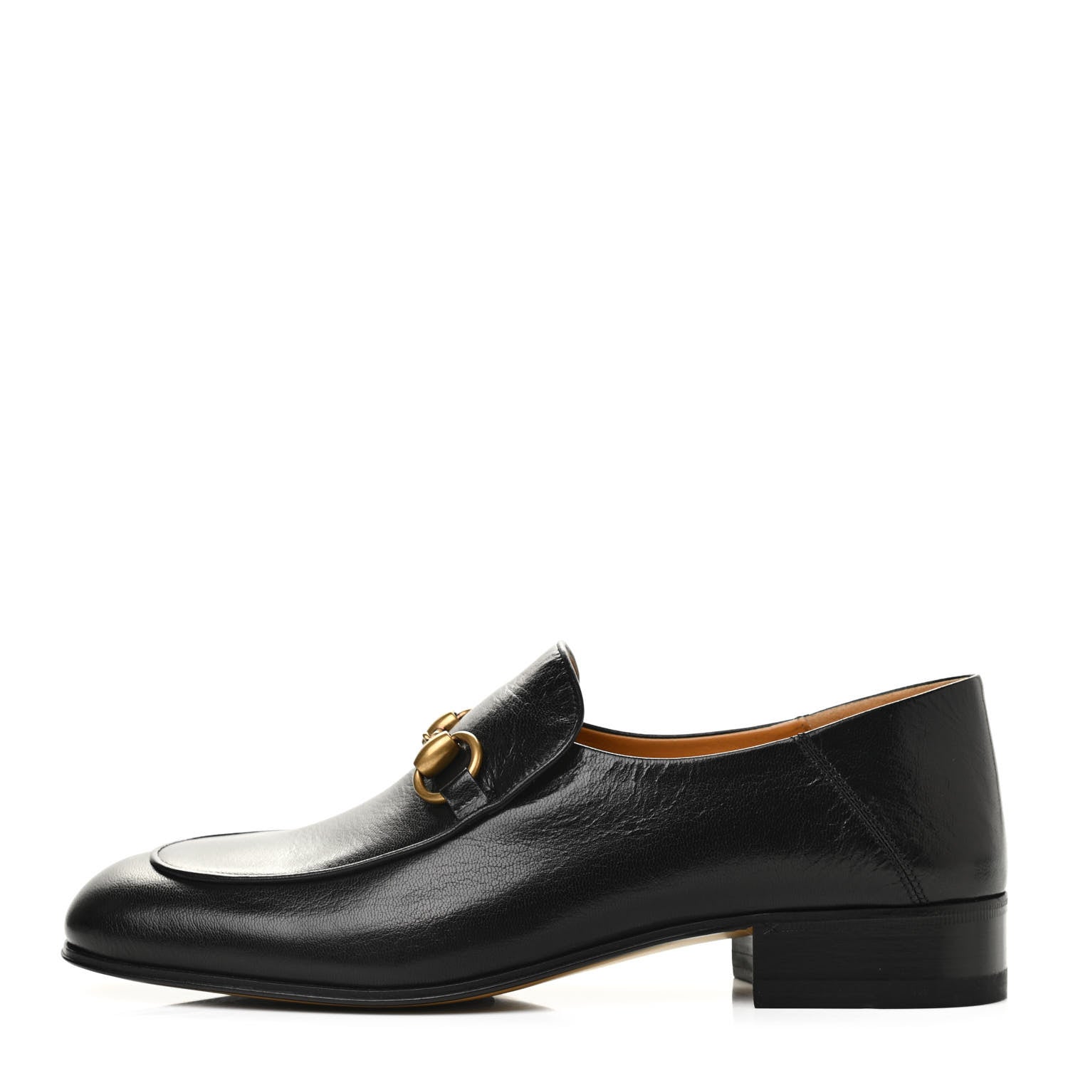 Gucci Goatskin Womens Horsebit Mid-Heel Loafers 38 Black 1 of 8