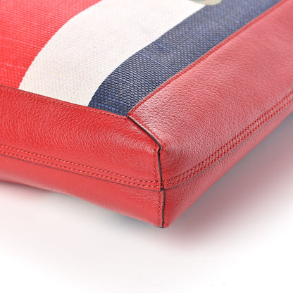 Gucci Canvas Calfskin Sylvie Stripe Logo Mens Tote Red White Blue 8 of 8