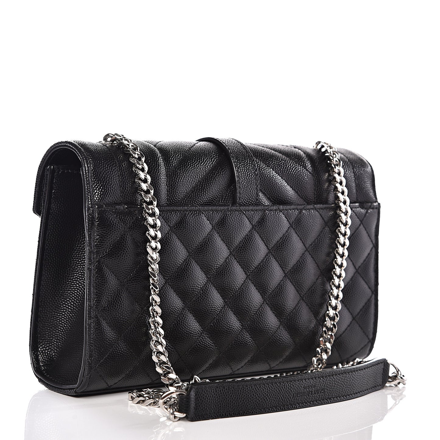 Grain De Poudre Textured Mixed Matelasse Triquilt Small Monogram Satchel Black