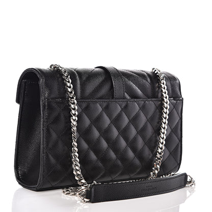 Saint Laurent Grain De Poudre Textured Mixed Matelasse Triquilt Small Monogram Satchel Black 2 of 10