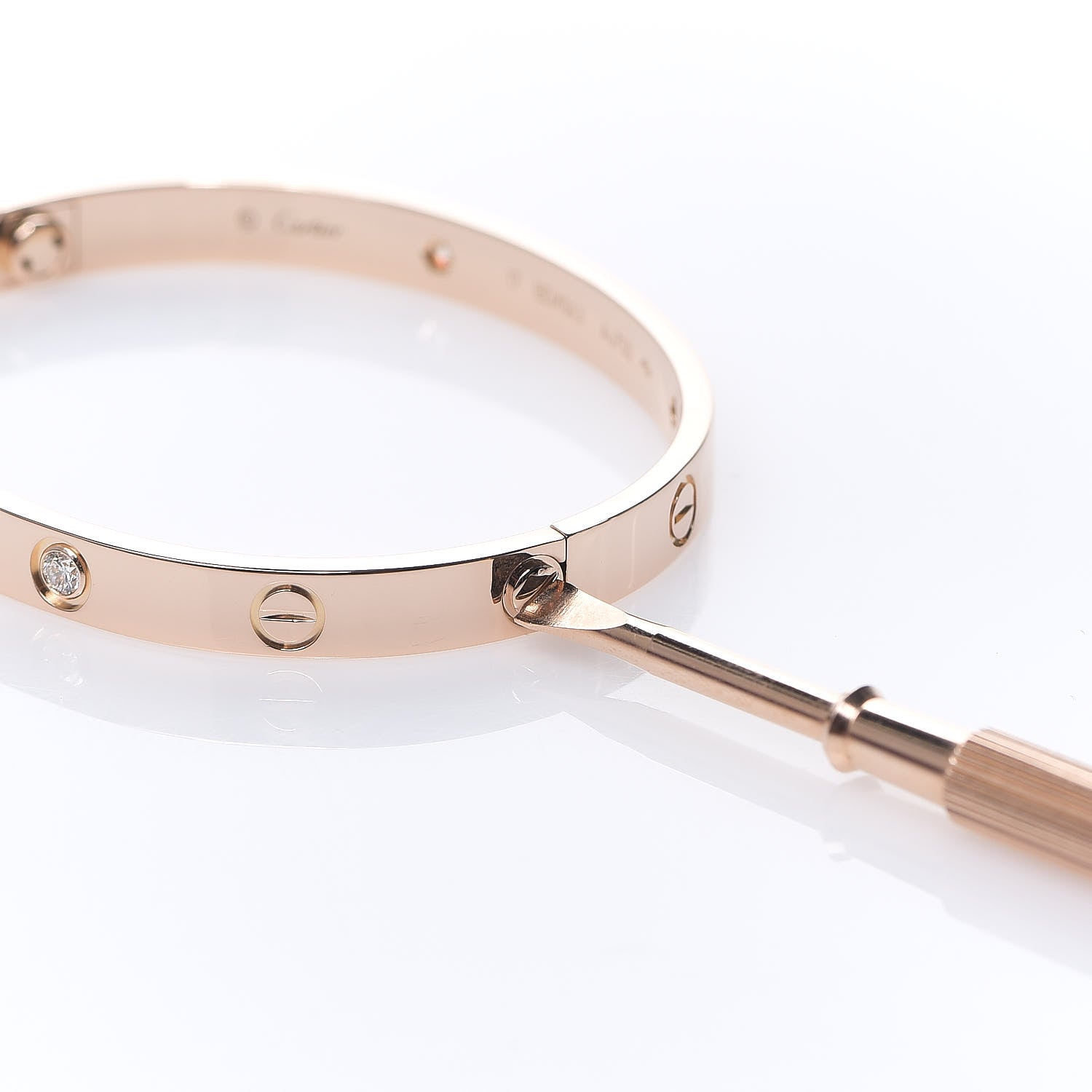 Cartier 18K Pink Gold 4 Diamond LOVE Bracelet 17 3 of 7