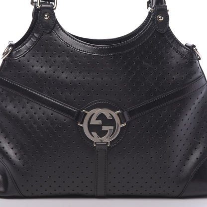 Gucci Calfskin Perforated GG Reins Hobo Black 11 of 11