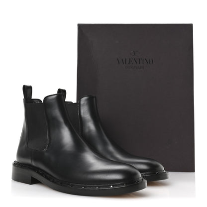 Valentino Garavani Calfskin Soul Rockstud Beatle Chelsea Ankle Boots 41 Black 17 of 18