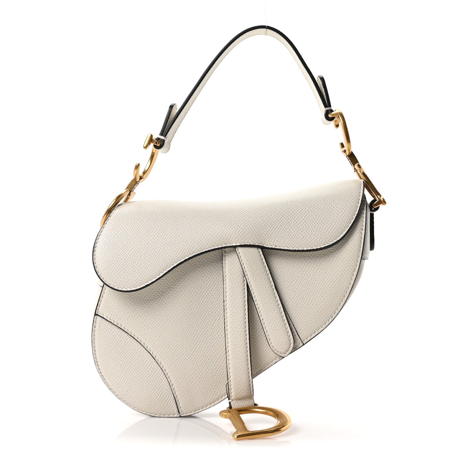 Christian Dior Grained Calfskin Mini Saddle Bag White 1 of 10