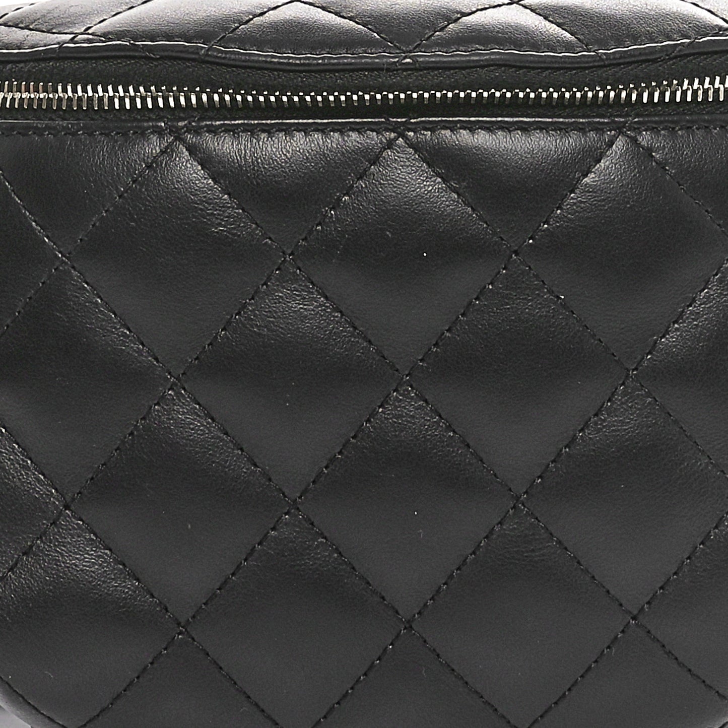 Calfskin Quilted Waist Belt Bag Black