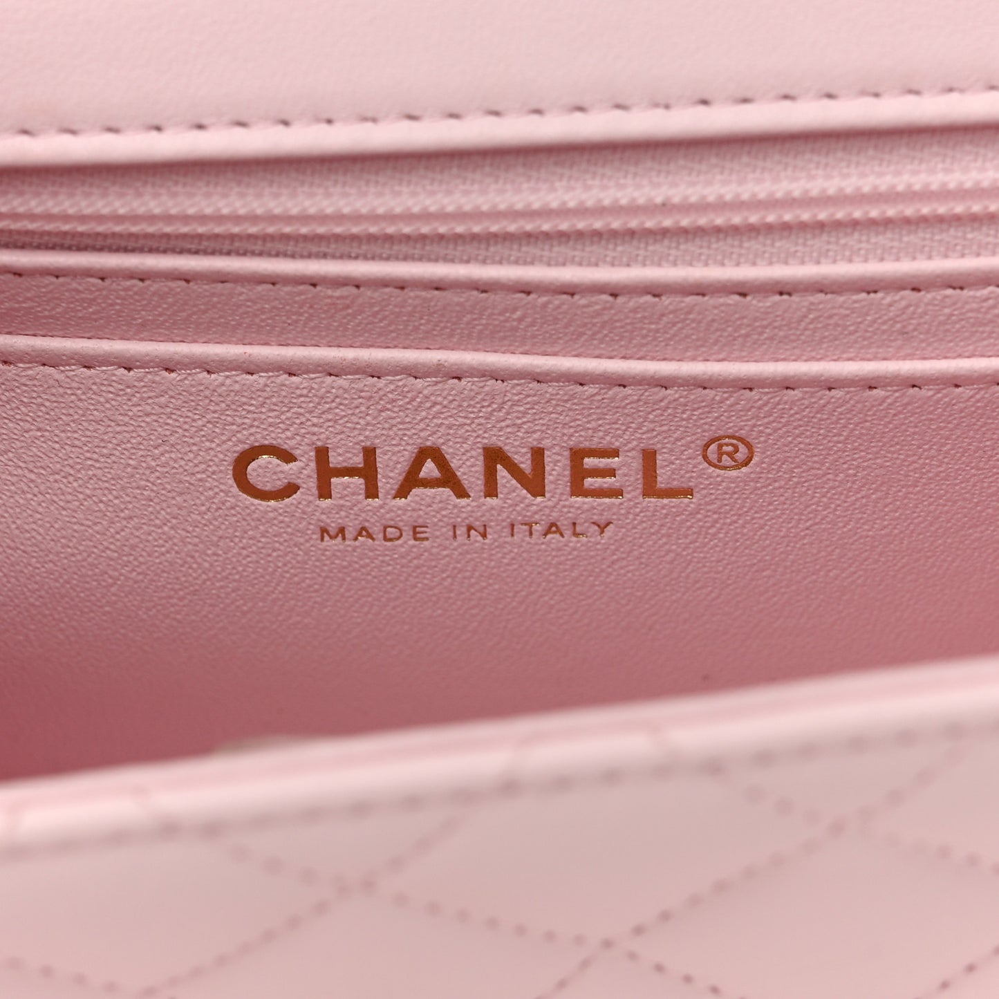 Lambskin Quilted Mini Top Handle Rectangular Flap Light Pink