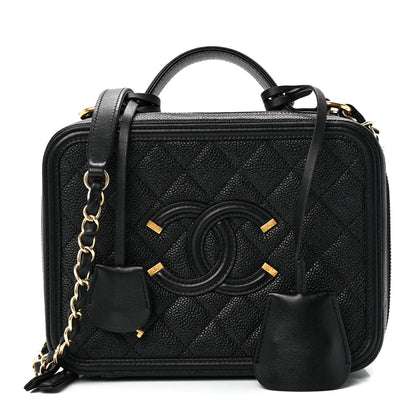 Chanel Caviar Quilted Medium CC Filigree Vanity Case Black 1 of 11