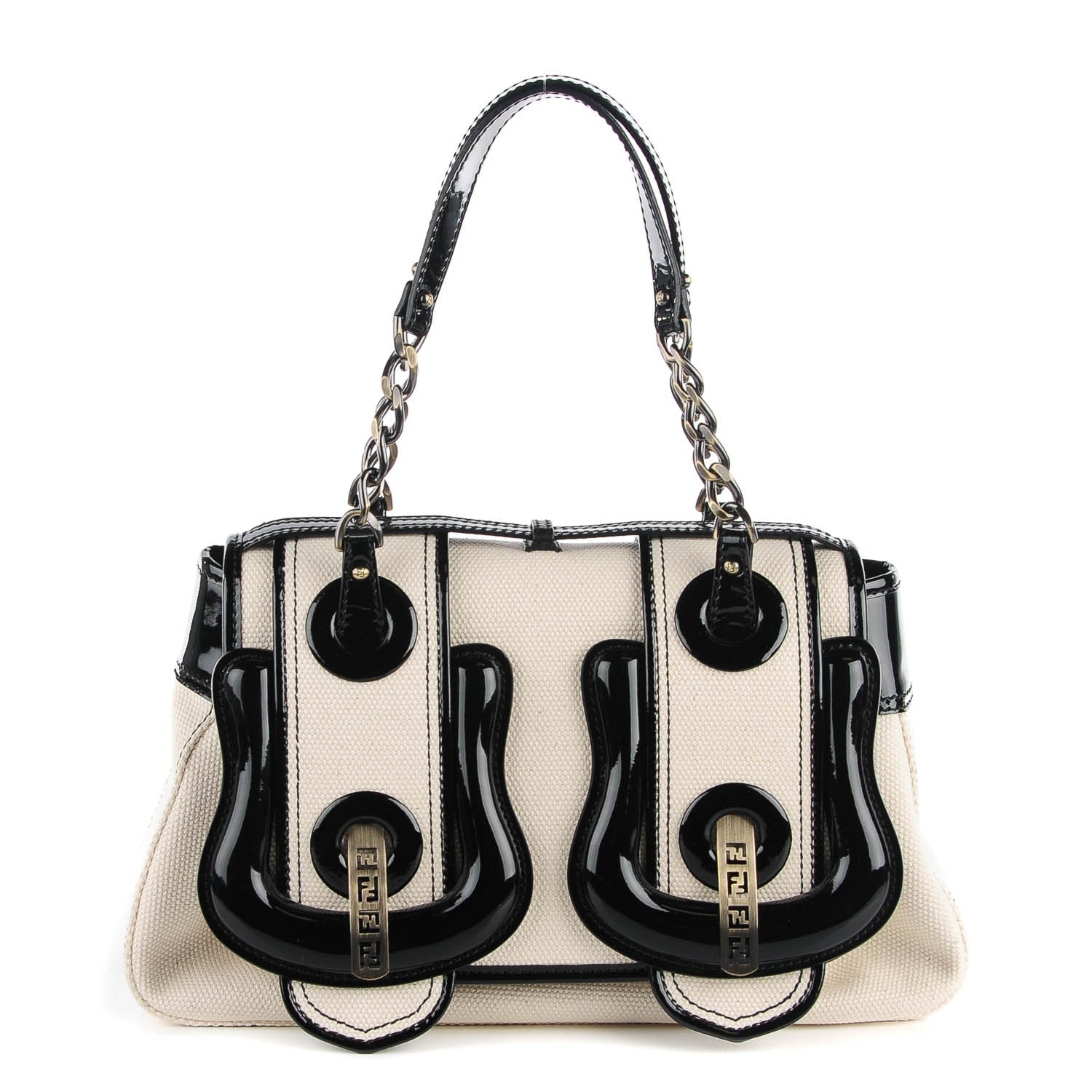 Fendi Canvas Patent B Bag Corda Black 1 of 10
