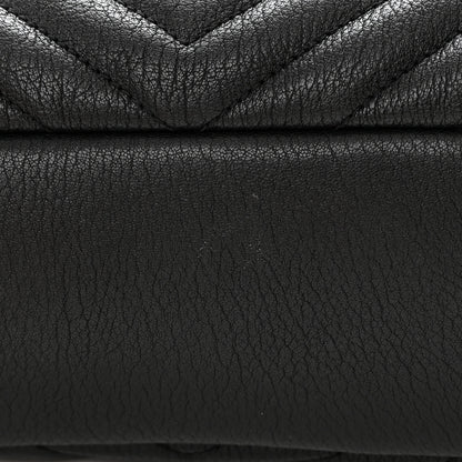 Saint Laurent Sheepskin Matelasse Chevron Monogram Large College Satchel Black 11 of 12