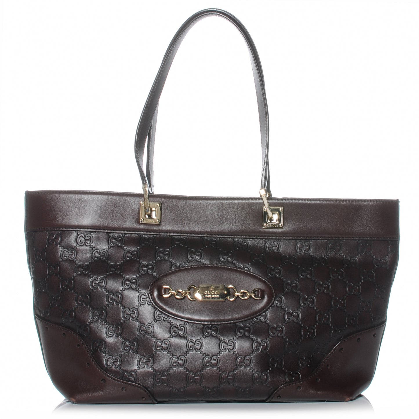 Guccissima Large Punch Tote Chocolate Brown