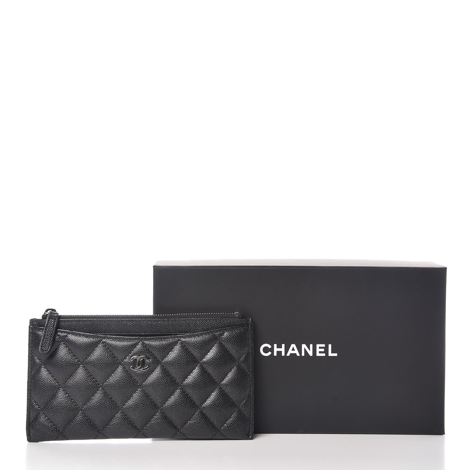 Chanel Iridescent Caviar Quilted Classic Zip Pouch Black 10 of 10