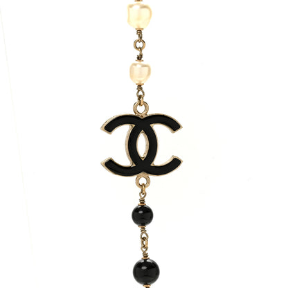 Chanel Pearl Bead CC Long Necklace Black 4 of 5