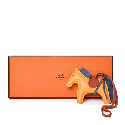 Hermes Milo Lambskin Grigri Rodeo Horse Bag Charm PM Jaune D'Or Bleu Agate Cornaline 4 of 4