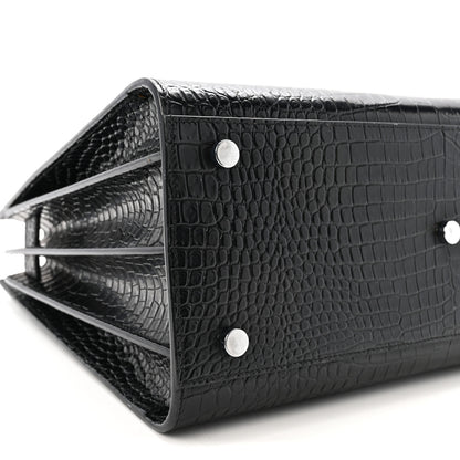 Saint Laurent Calfskin Crocodile Embossed Small Sac de Jour Black 9 of 10