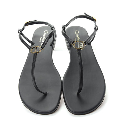 Christian Dior Lambskin Signature T-Strap Sandals 36 Black 5 of 10