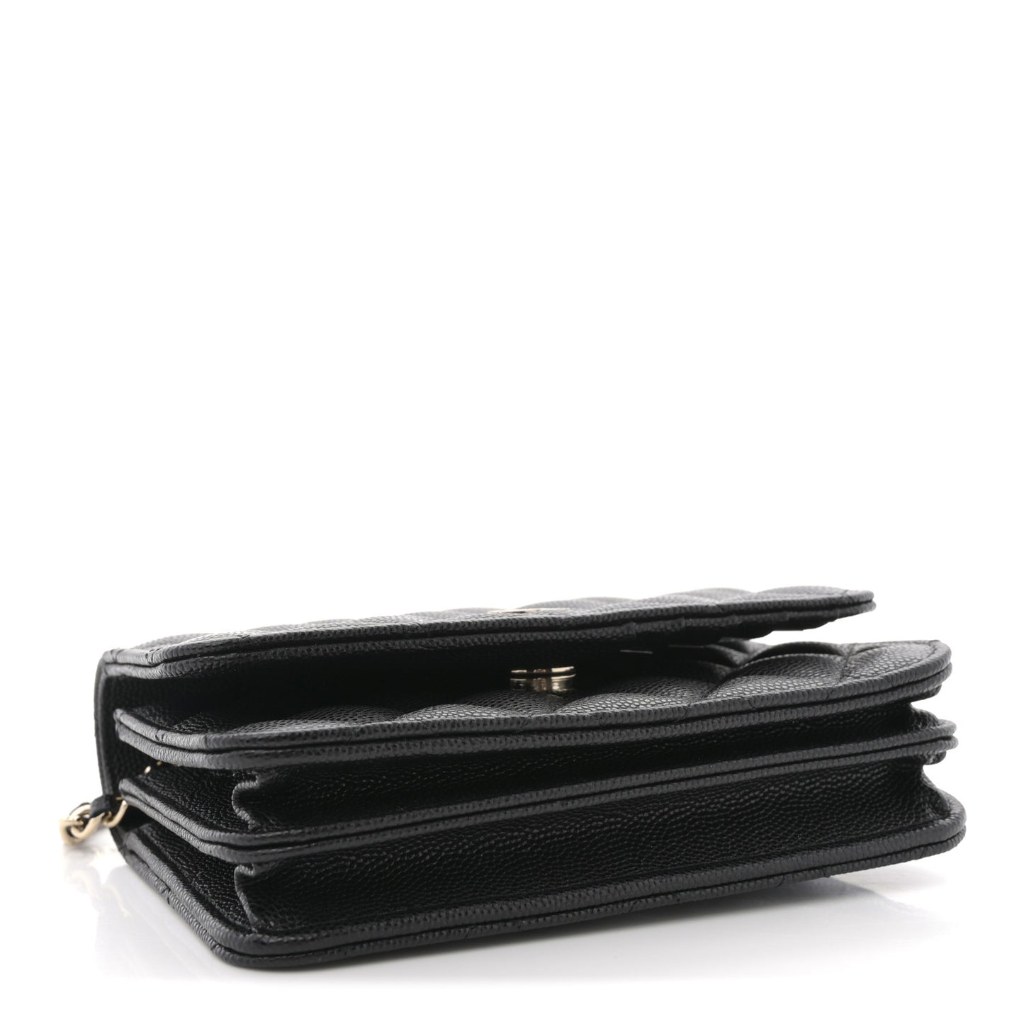 Caviar Quilted Mini Wallet On Chain WOC Black