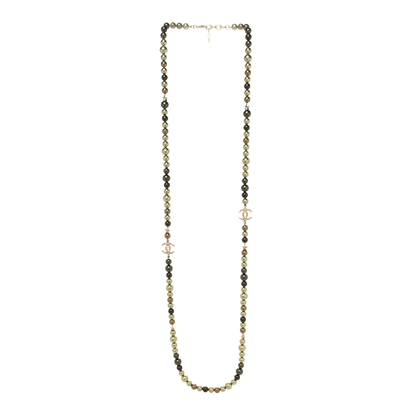Pearl Star CC Long Necklace Green Gold