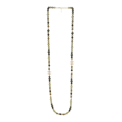 Chanel Pearl Star CC Long Necklace Green Gold 3 of 5