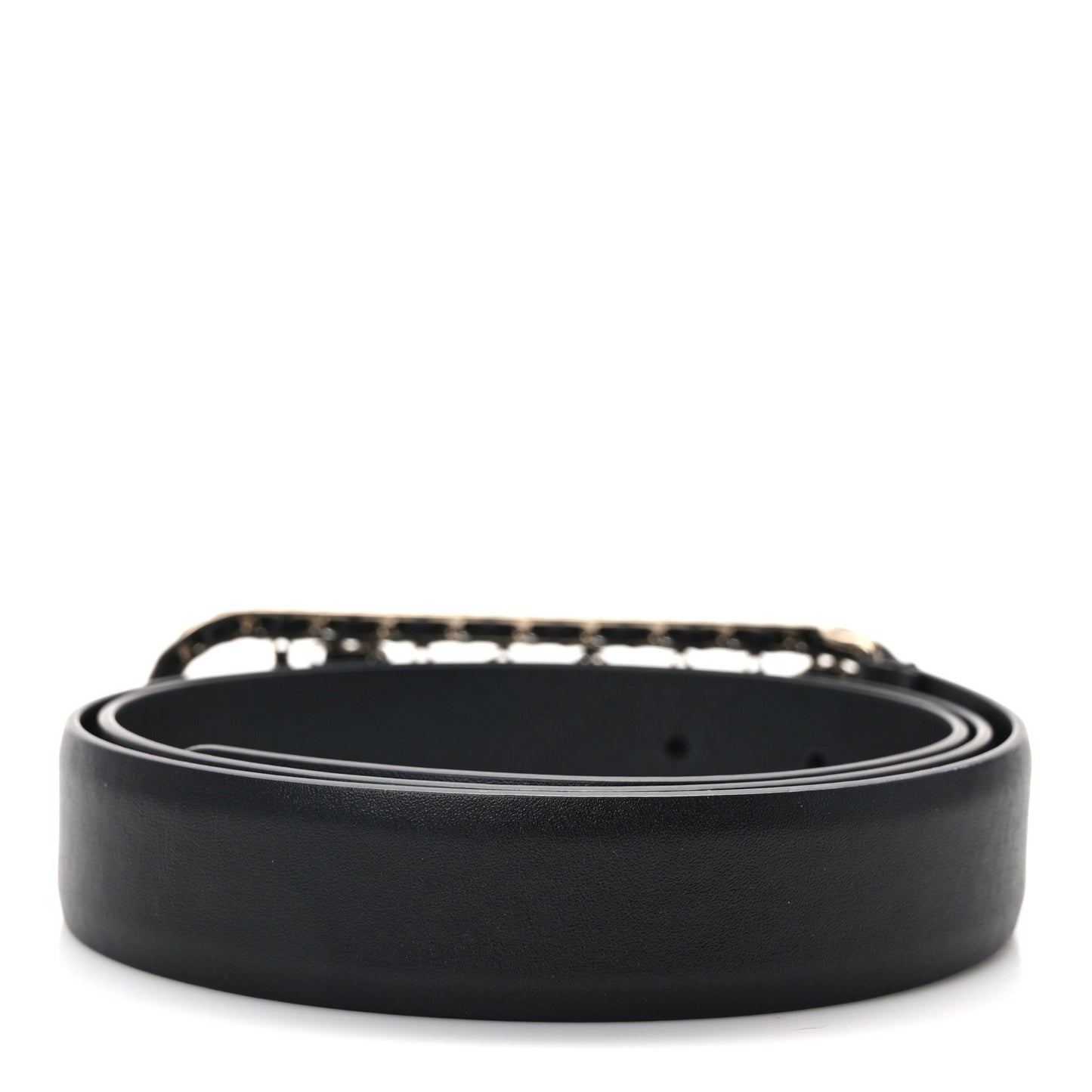 Calfskin CC Chain Vintage Allure Logo Belt 85 Black