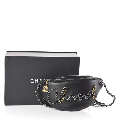 Chanel Calfskin Chain 20s Signe Waist Bag Black 11 of 11