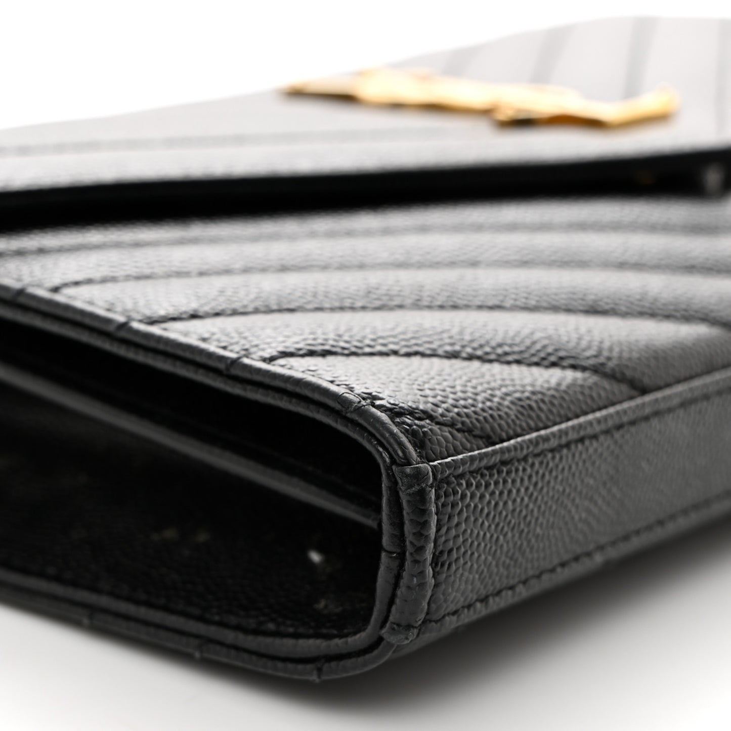 Grain De Poudre Matelasse Chevron Monogram Chain Wallet Black