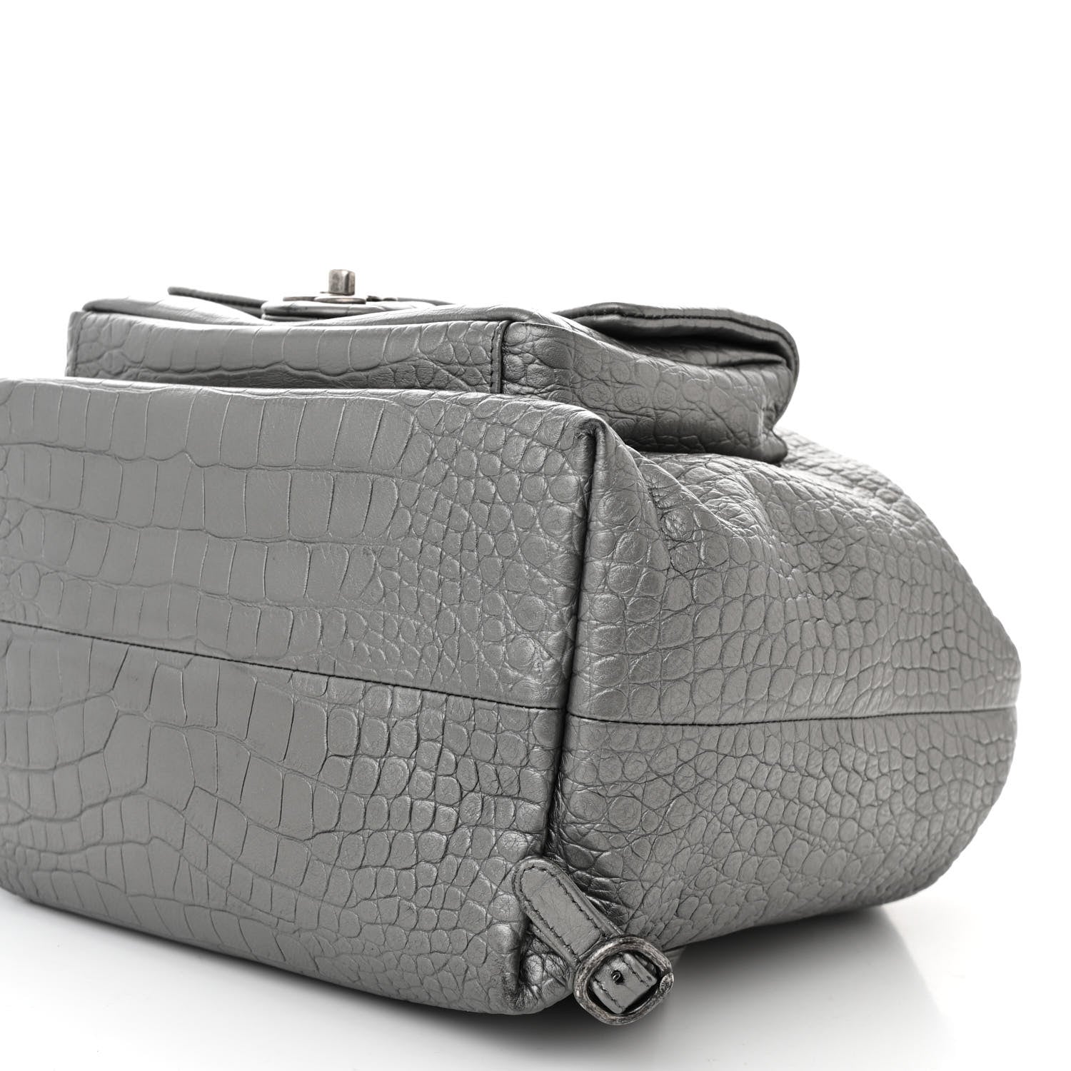 Chanel Metallic Calfskin Crocodile Embossed Large Backpack Silver 10 of 10