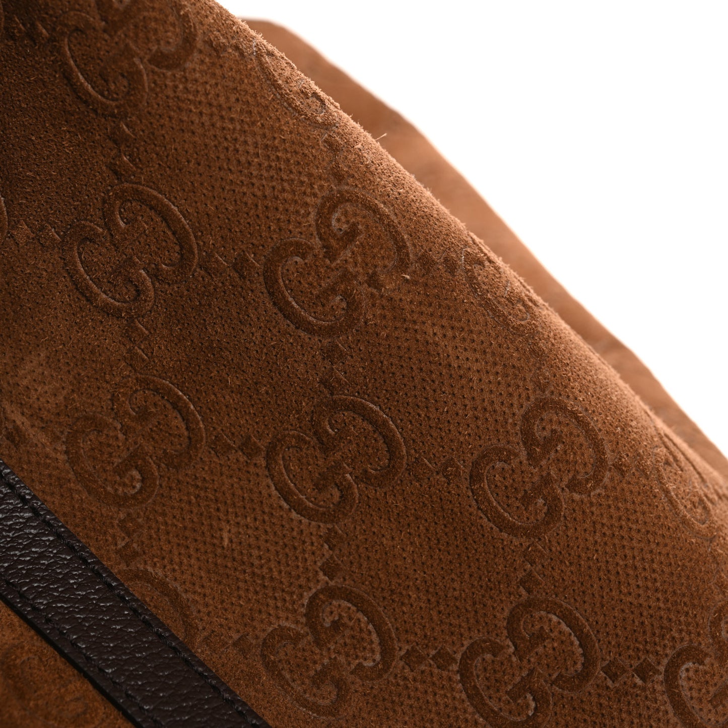 Suede Jumbo GG Debossed Textured Dollar Calfskin Savoy Travel Bag Wood Brown Chocolate