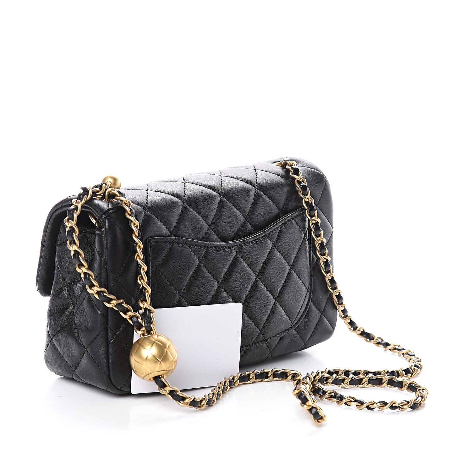 Lambskin Quilted Mini Rectangular Pearl Crush Flap Black