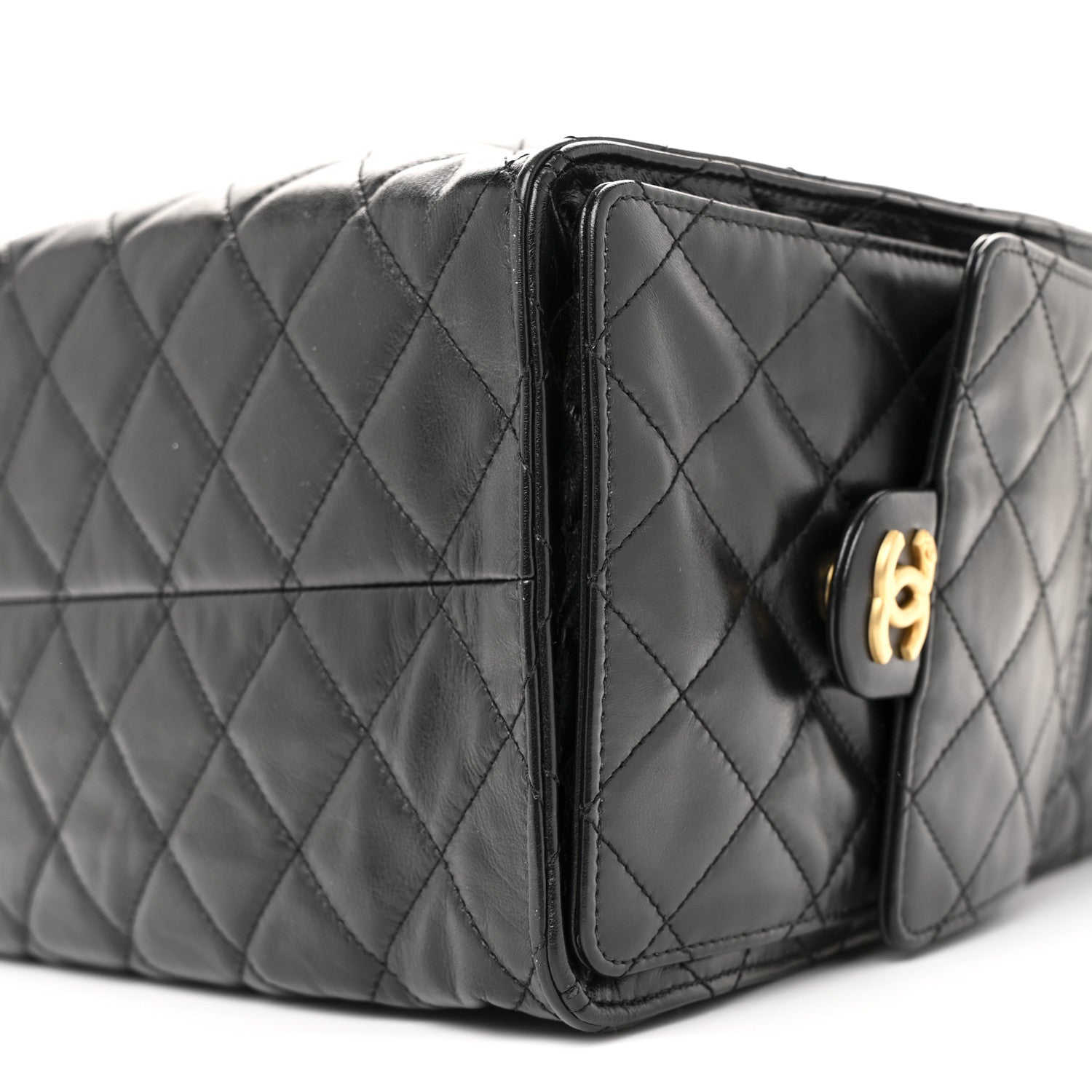 Chanel Shiny Crumpled Calfskin Quilted Medium Chanel 25 Handbag Black 18 of 21