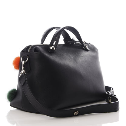 Fendi Vitello Dolce Mink Fur Pom Pom Medium By The Way Boston Bag Black Multicolor 2 of 8