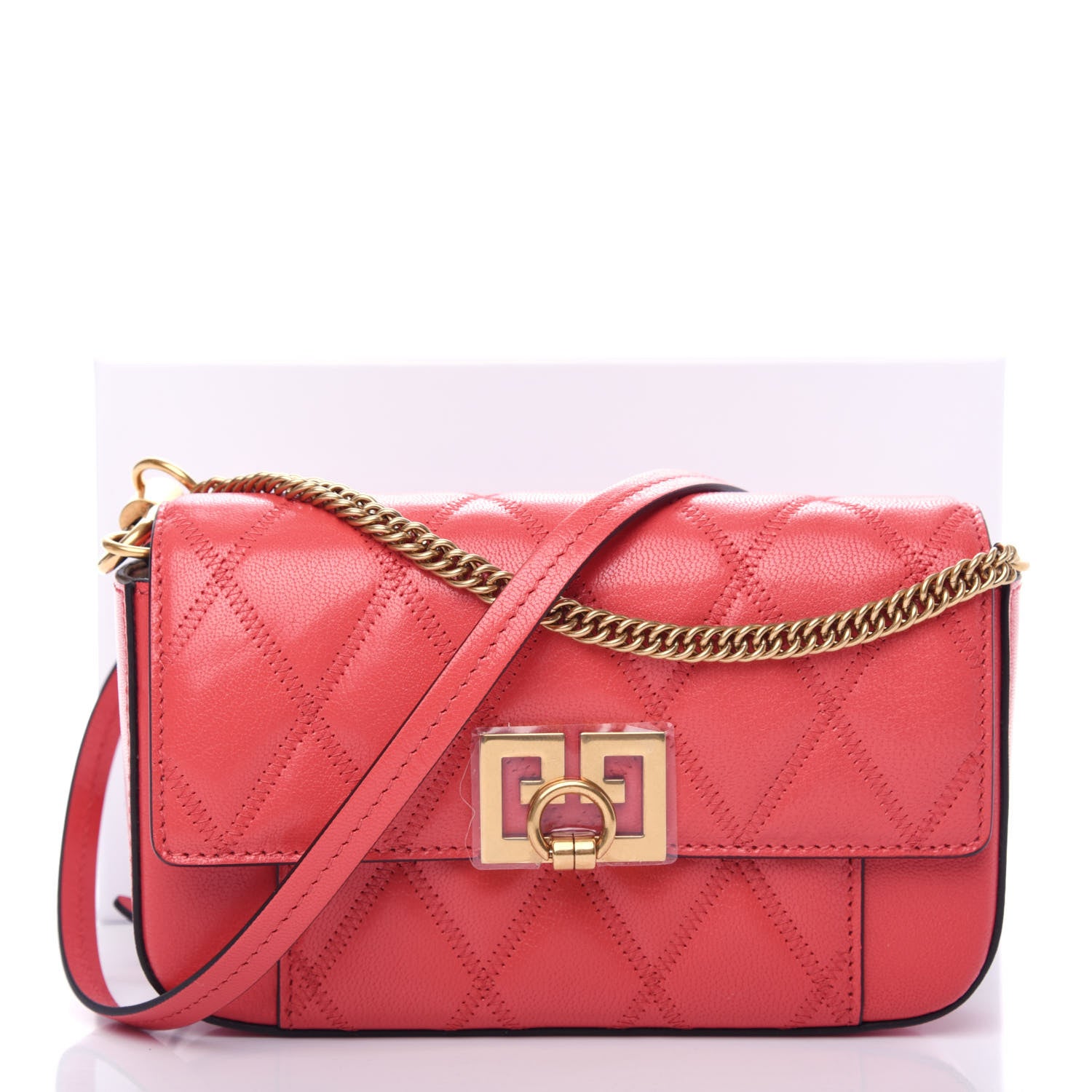 Givenchy Goatskin Quilted GV3 Mini Pocket Convertible Bag Vermillon 10 of 10