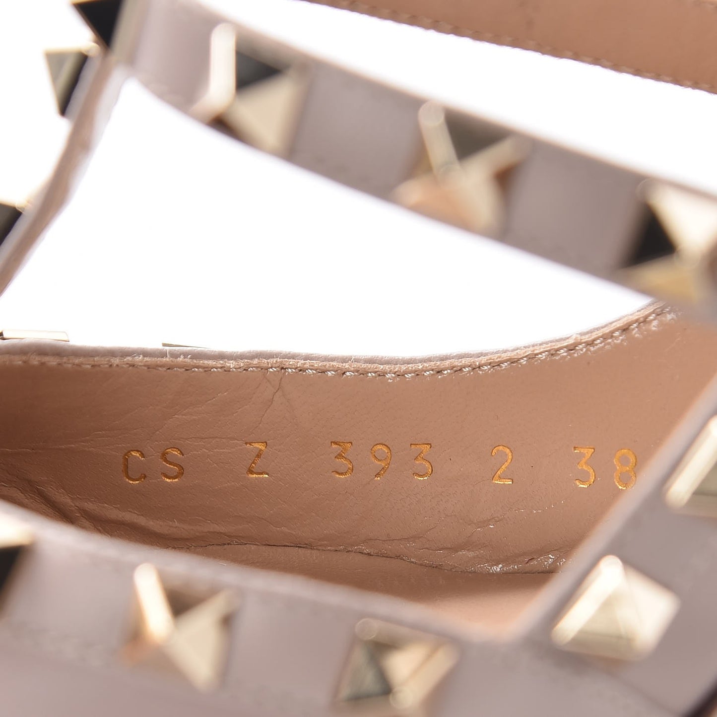 Nappa Rockstud Ankle Strap Pumps 38 Poudre