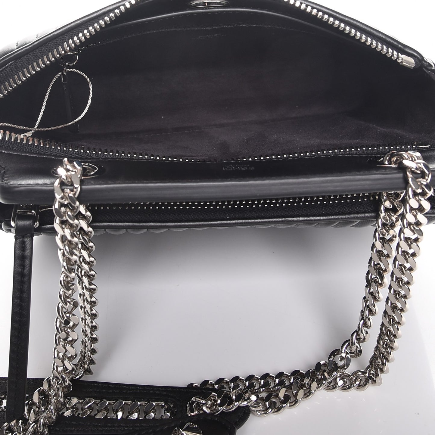 Shiny Nappa Trapuntata Chain Small DotCom Click Chain Satchel Black