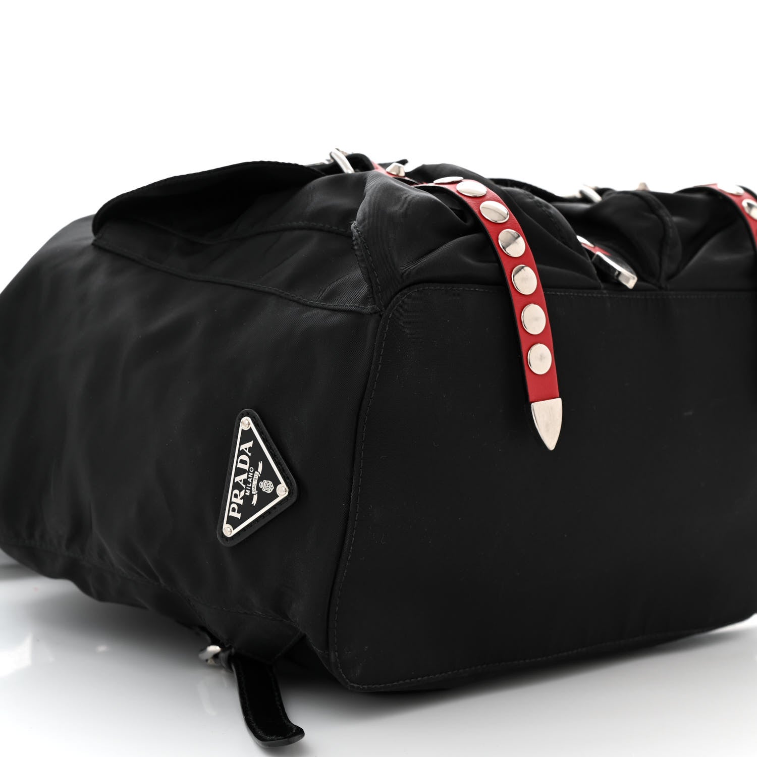 Prada Nylon New Vela Studded Backpack Black Fuoco 9 of 10
