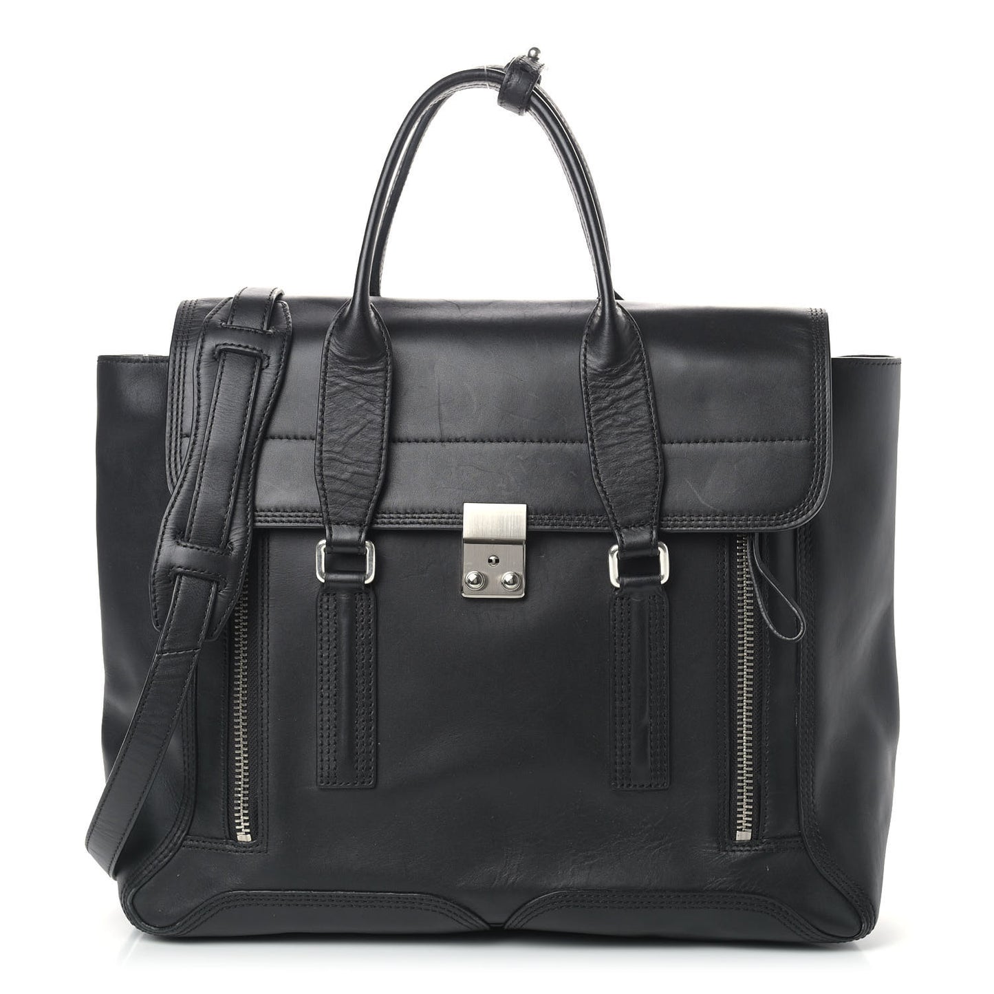 Smooth Calfskin Large Pashli Satchel Black