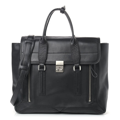 3.1 Phillip Lim Smooth Calfskin Large Pashli Satchel Black 1 of 16