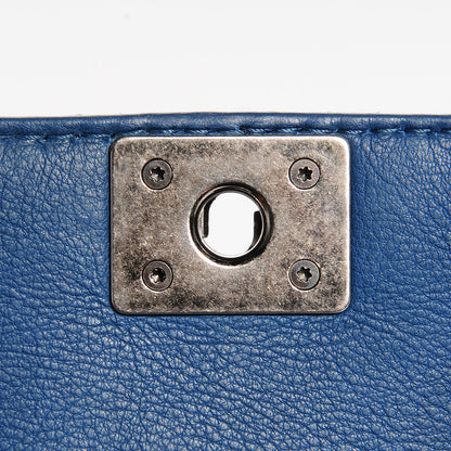 Chanel Calfskin Small Boy Reverso Flap Dark Blue 7 of 14