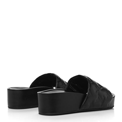Louis Vuitton Lambskin Embossed Monogram Jumbo Flatform Mule Sandals 37 Black 3 of 10