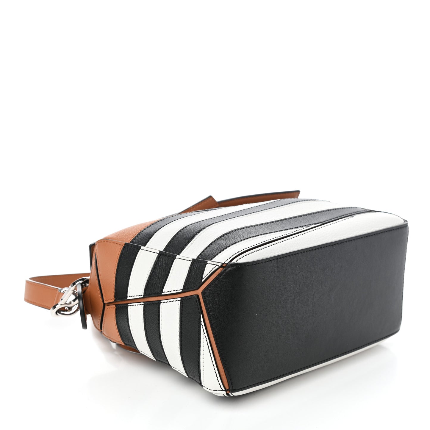 Calfskin Marine Stripe Small Puzzle Bag Tan
