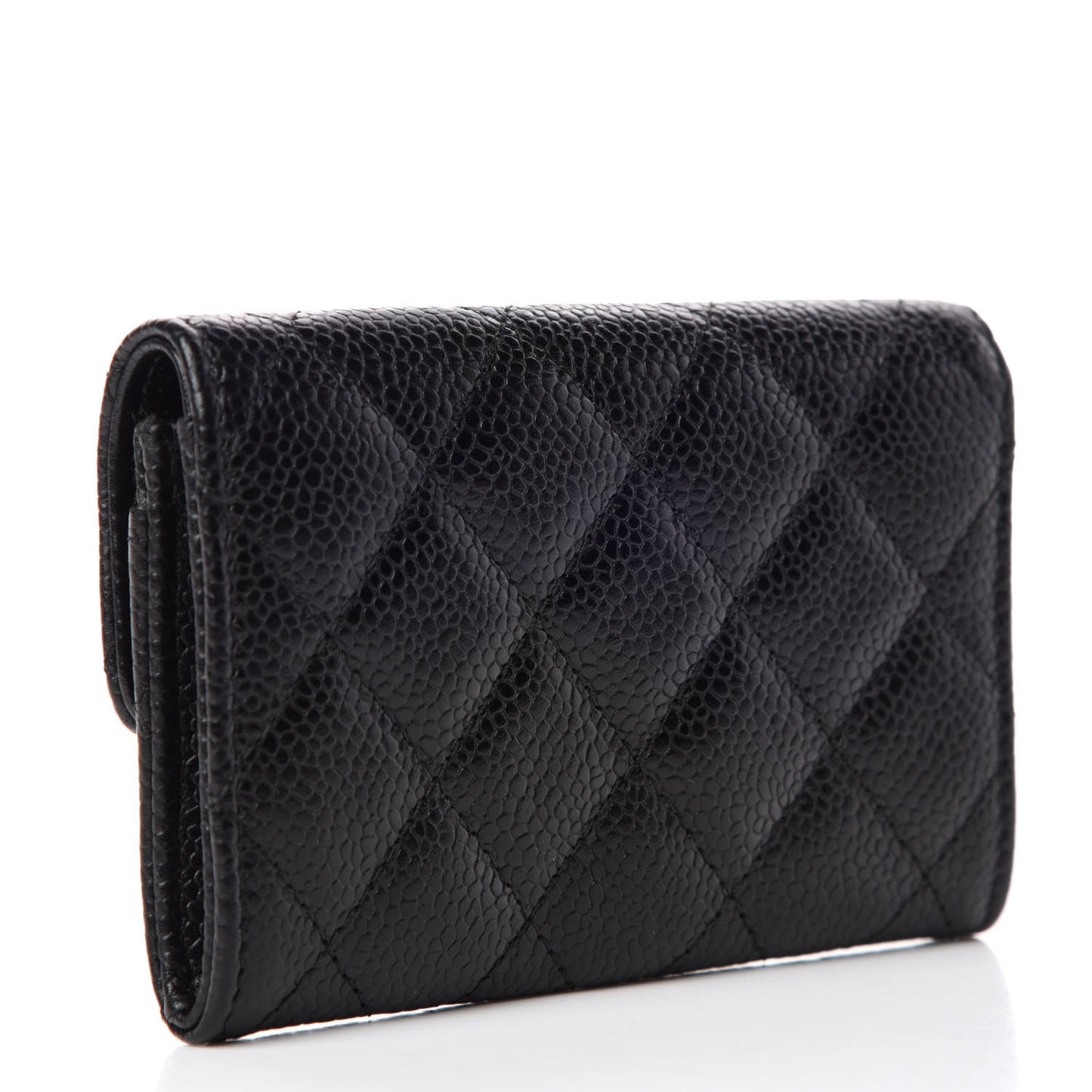 Caviar Quilted Flap Card Holder Black