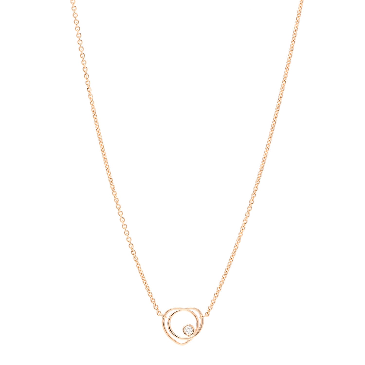 Hermes 18K Rose Gold Diamond TPM Vertige Coeur Necklace ST 1 of 5