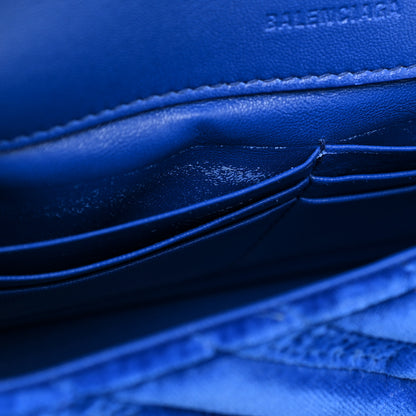 Balenciaga Velvet Logo Matelasse BB Chain Wallet Blue 9 of 11