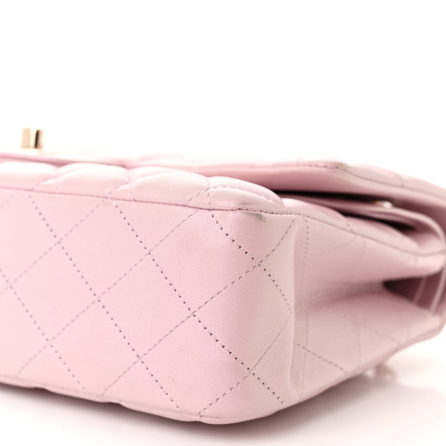 Lambskin Quilted Medium Double Flap Light Pink
