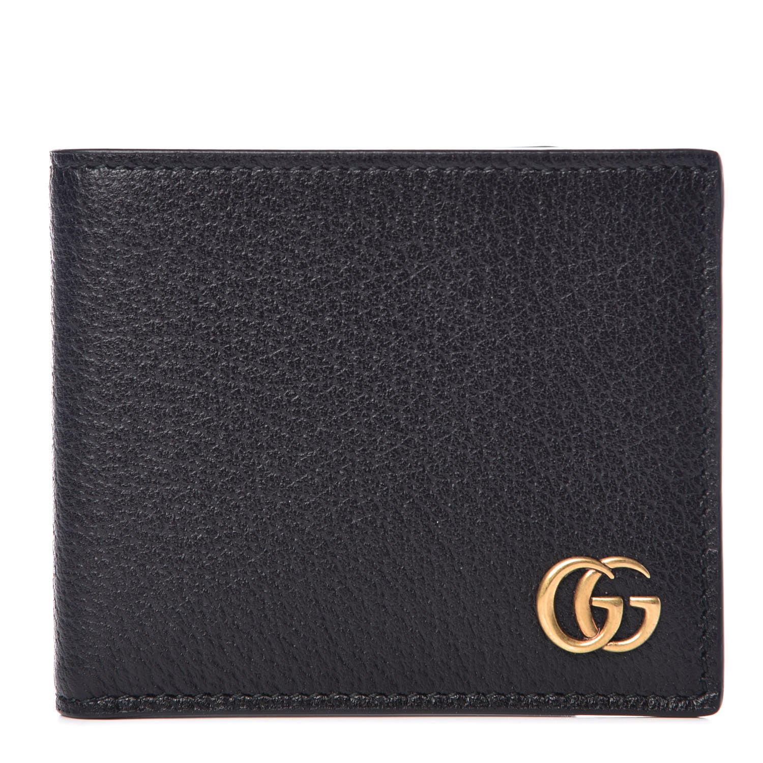Gucci Calfskin Boar Effect GG Marmont Bi-Fold Wallet Black 1 of 8