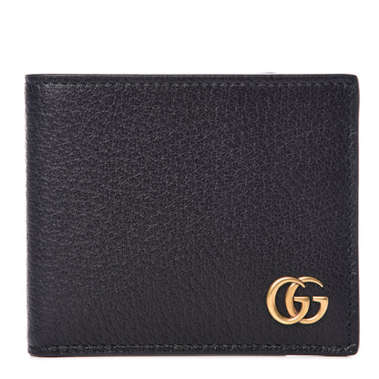 Gucci Calfskin Boar Effect GG Marmont Bi-Fold Wallet Black 1 of 8
