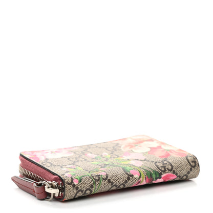 Gucci GG Supreme Monogram Blooms Zip Around Card Case Wallet Beige Multicolor Dry Rose 4 of 8